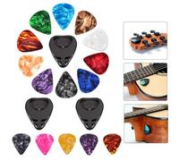 Hufopik 3 Pcs Stick On Black Holder (0.46mm/0.71mm/0.96mm) + 15pcs Guitar Picks & Guitar Pick Holders Easy to Stick on Guitar, Perfect for Acoustic Guitar, Electric Guitar, Bass Ukulele