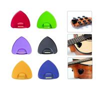 Hufopik 6 Pieces Pick Holder - Stick-on Guitar Pick Holder with Adhesive Back and Spring, Random Colors Plastic - Convenient Picks Placement for Acoustic Guitar & Bass - Guitar Accessories