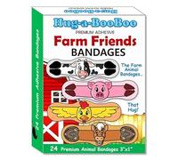 Hug-a-BooBoo, Self Adhesive Bandages with Farm Animals Hugging. Super Fun Hugging Cow, Horse, Pig and Chicken - Pack of 24