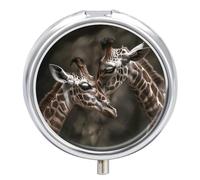 Hug A Giraffe Pill Box Cute Round Pill Case Portable Medicine Tablet Vitamin Holder Organizer for Purse Pocket