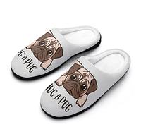 Hug A Pug Women's Slippers Casual House Shoes with Rubber Sole for Women 9-10（40-41）