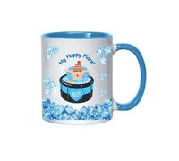 Hug Box Ice Bath Cold Water Therapy Mug. My Happy Place. Blue Inner, Blue Handled Ceramic Coffee Mug 11oz Plunge Cool Breathing Exposure Novelty Funny. Gift Idea Birthday (Orange Hat)