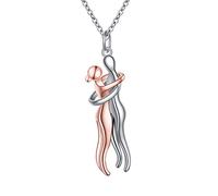 Hug Couple Necklace 925 Sterling Silver Rose Gold Hugging Necklace Anniversary Jewelry for Him and Her, Lover gifts for Men Women Boys Girls