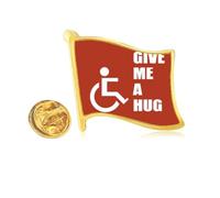 Hug Help Body Disability Lucky Golden Metal Flag Lapel Pin Badge