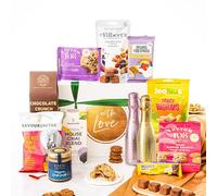Hug in a Box, with Love Gift Hamper Basket, Luxury Gourmet Gifts for Women, Men or Couples, Dairy Free, Gluten Free and Vegan Chocolate by EDEN Treats - Includes 2 Proseccos