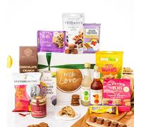 Hug in a Box, with Love Gift Hamper Basket, Luxury Gourmet Gifts for Women, Men or Couples, Dairy Free, Gluten Free and Vegan Chocolate by EDEN Treats - Includes Mocktails