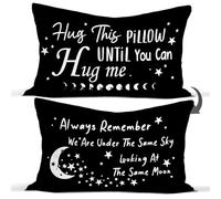 Hug Me Long Distance Moon Throw Pillow Covers, Valentine's Day Birthday Gifts for Girlfriend, Hug This Pillow Until You Hug Me Always Remember 12 x 20 Inch Pillowcase