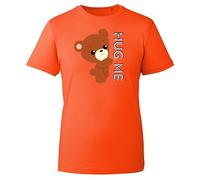Hug Me Shirt, Funny Teddy Bear Graphic Tee, Adorable Cartoon Peeking Style Top, Unisex Gift Shirt (Orange, 3XL Years)