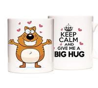 HUG MUG. KEEP CALM MUG,Keep calm and give me a big hug ceramic mug, hugs and hearts, lovely. This Can Be Personalised