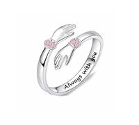 Hug Ring, Adjustable Hug Rings for Loved Ones, Stackable Finger Hug Rings for Women, Teens, Girls, Hug, Hand in Hand, Promise Friendship Rings, Gifts for Mom