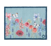 HUG RUG Washable Dirt Trapper Door Mat Kitchen Hallway Doorway, Made in the UK, Butterfly Garden Blue 65x85cm