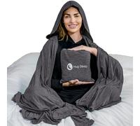 Hug Sleep, Hooded Sleep Pod The Original Cooling Machine Washable Wearable Blanket + Weighted Blanket Alternative for Men, Women, and Teens, Grey, Small