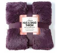 Hug & Snug Luxury Mink Throw - Soft Fluffy Fleece Blanket for Sofa & Bed, Warm Cozy Fur Throw, Double Size (Purple)