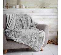 HUG & SNUG Sherpa Fleece Blanket Throws For Sofas Large Double Bed, Luxury Warm Fuzzy Faux Fur Fluffy Blanket For Bed Couch & Sofas Settee, 150 x 200 Cm, Silver