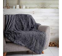 HUG & SNUG Sherpa Fleece Blanket Throws For Sofas Large Double Bed, Luxury Warm Fuzzy Faux Fur Fluffy Blanket For Bed Couch & Sofas Settee, 150 x 200 Cm, Charcoal