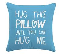Hug This Pillow Until You Can Hug Me Throw Pillow Covers Decor for Bedroom, 18'' x 18'' Pillow case, Boyfriend Girlfriend Birthday Gifts，Long Distance Relationships Gifts， Valentine's Day Gifts (blue)