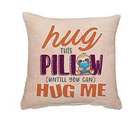 Hug This Pillow Until You Can Hug Me Valentines Day Couples Long Distance Relationship Wedding Romantic Cushion for Bedroom Linen Cushion, Throw Pillow Cushion. (Linen Cushion Cover With Insert)