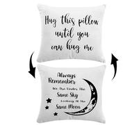 Hug This Pillow Until You Can Hug Reversible Decor Throw Pillow Case Decor for Home Bedroom, 18'' x 18'' Pillow case, Great Gift for Wife, Husband, Wedding Anniversary, Long Distance Relatio (beige)