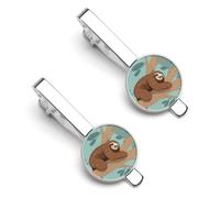 Hug Tree Sloth 2 Pcs Tie Clips for Men Necktie Tie Bar