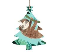 Hug tree sloth Patterned wooden ornaments, festive decorations, 6-piece set suitable as Christmas tree and party gifts.