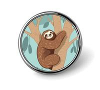Hug Tree Sloth Round Aluminum Alloy Pin Badge Lapel Pin