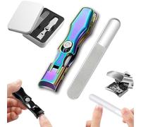 Hugabouty Thick Nail Clipper, The Luxurious Ultrasharp Nail Clippers, Shirem Nail Clipper, Ultra Sharp Stainless Steel Nail Clippers (Colorful Set (Free Nano Glass File))