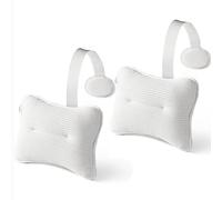 HUGABOW Large Pillow for Hot Tub, Spa and Lounger - Universal Pillow for Headrest and Neck, Height Adjustable with Long Strap, Easy Drying with Hook (Pack of 2)