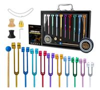 Hugbow 10 PCS Chakra Tuning Fork for Healing, Multi-Color Weighted Tuning Forks, Aluminum Alloy Tuning Forks with Activator & Feet (126.22-432Hz) for DNA Healing, Sound Therapy