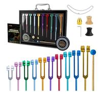 Hugbow 10 PCS Multi-Color Weighted Tuning Fork for Healing, Chakra Tuning Forks, Aluminum Alloy Tuning Forks with Activator & Feet (126.22-432Hz) for DNA Healing, Sound Therapy