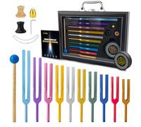 Hugbow 10 PCS Unweighted Tuning Fork for Healing Set, Multi-Color Chakra Tuning Forks, Aluminum Alloy Solfeggio Tuning Forks with Activator & feet (174-963Hz) for Sound Healing