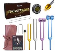Hugbow 4 PCS Tuning Forks for Healing,Hockey Puck Activator & Gem feet, Unweighted Tuning Fork Set