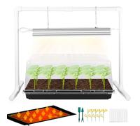 Hugbow 8'' Tall Humidity Dome Seed Starter Tray with Grow Light and Heat Mat,Seedling Grow Light with Stand, 72-Cell Seed Growing Tray,