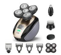 Hugdew Head Shavers for Bald Men, 5 in 1 Electric Razor with Rechargeable Battery, Hair Clipper, Portable Travel Razor, Idea Gift for Men(Gold)