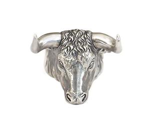 Huge 925 Sterling Silver Buffalo Ring Punk Wild ox TA394A 3 Models UK Size N½~Z6 (Model S, UK R½(59.5mm))
