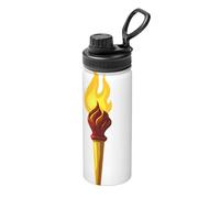 Huge Burning Torch 18oz Bulk Insulated Water Bottle, Stainless Steel with Lid for Adults. Ideal for Everyday Use and Outdoor Activities