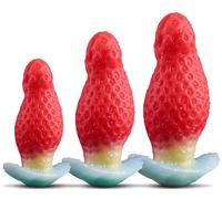 Huge Buttplug Anal Trainer,Fantasy Large Butt Plug Set Sex Toys Anal Plug Training Kit 3PCS Anal Dilator for Beginner, Strawberry Silicone Dildo Anal Stretcher Gay Toy for Men Women Couples