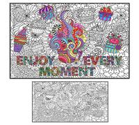 Huge Coloring Poster for Adults and Kids - Cupcakes Inspirational Giant Coloring Poster - Large Wall Coloring Page - Big Coloring Sheet - Jumbo Coloring Posters for Walls Floor Table at Work Office