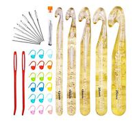 Huge Crochet Hook Set,9 Pieces Large-Eye Blunt Needles,12mm-25mm Large Size Yarn Crochet Hooks Needles with 20 Stitch Markers and 2 Tapestry Needle