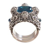 Huge CZ 925 Sterling Silver Fire Skulls Ring Punk Jewelry TA512A UK Size N½~Z5 (UK Z+4 (73.6mm), Green)