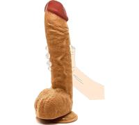 Huge Dildo 12.5 inch Thick Dildos Big Realistic Suction Cup Dildoe for Women, Monster Fantasy Giant Real Dildoes, Fat Lifelike Girth Dldos for Men, Large Sex Toy - Waterproof - Brown Flesh