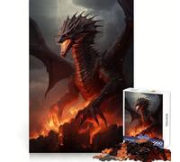 Huge Dragon From Hell Jigsaw Puzzles 1000 Pieces for Teenagers Logic Exercise Clear Color Family Play Night Play (50x75cm)