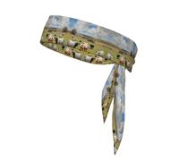 huge farm Printed Headband Unisex Dry Headband,Adjustable Elastic Sweat Band with Back Tie Design