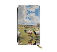 huge farm Printed leather wallet, 7.5 x 4.1-inch long credit card holder, portable travel cash wallet