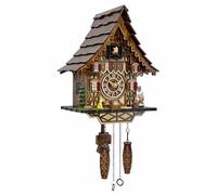HUGE HAPPINESS Cuckoo Clock for Wall Art: 12 Melodies, Volume Control, Night Mode, Germany Style Black Forest Retro Traditional Handmade Wooden House Home Decor, Gifts for Family (8.75 X 23inch)