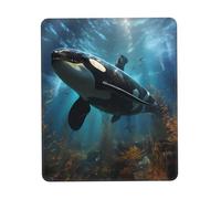 Huge Killer Whales Anti-wear Stitching, Textured Waterproof Computer Mouse pad with Anti-Slip Rubber Base, Suitable for laptops, Office and Home Gaming Mouse Pads. 8.3 x 10.3 in