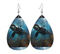 Huge killer whales Leather Earring. Stylish teardrop shape, perfect for women, and a great decorative choice for parties and holidays.