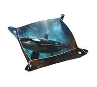 Huge Killer Whales Leather Tray, Suitable For Desktop Organization, Can Hold Keys, Wallets, Watches, Coins, Etc.