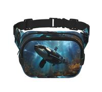 Huge killer whales Pattern trendy fashionable waist bag, unisex travel sports messenger bag