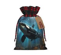 Huge killer whales Printed holiday drawstring bag 8.3x11.8 inch Christmas party decoration gift bag