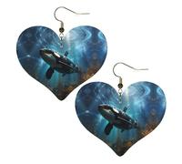 Huge killer whales Prints Stylish Heart-Shaped Earrings Lightweight Women'S Accessories Perfect For Parties And Valentine'S Day.